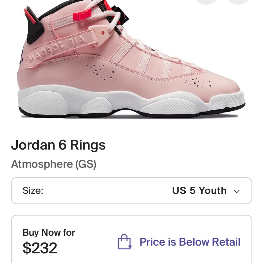 Jordan 6 Rings Kids Sneakers - Pink and Black